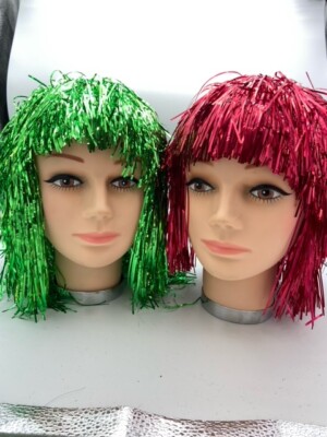 Silver Tinsel Wig Fringe Clown Hair Silver Tinsel Wig Fringe Clown Hair