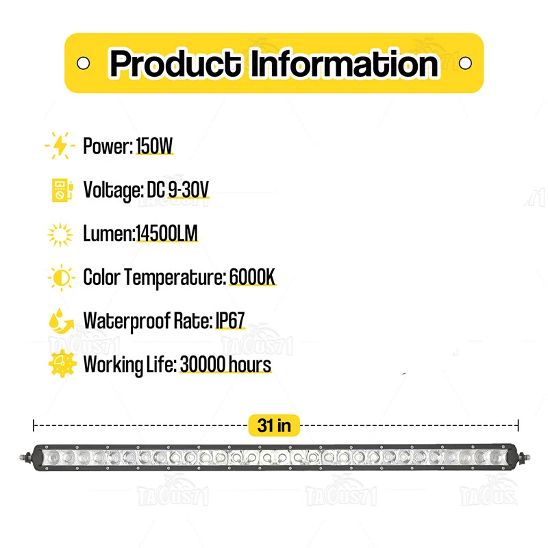  For Toyota Tacoma 2016-2023 - 150W 32'' LED Light Bar Bumper Mounting Kit  - Image 3 of 4