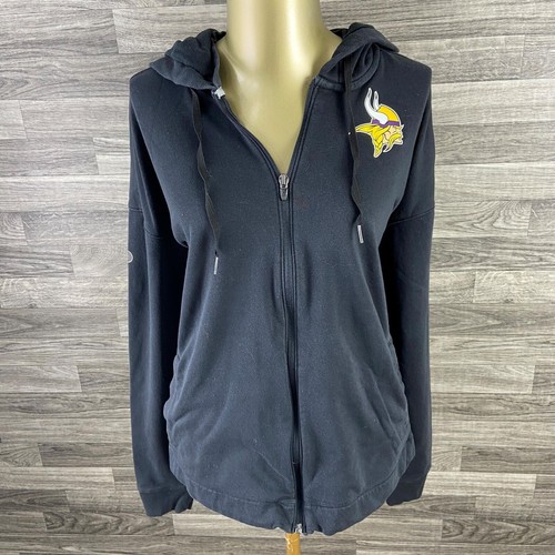 UNDER ARMOUR Minnesota Vikings Loose Zip Up Black Sweatshirt Hoodie Women's XL
