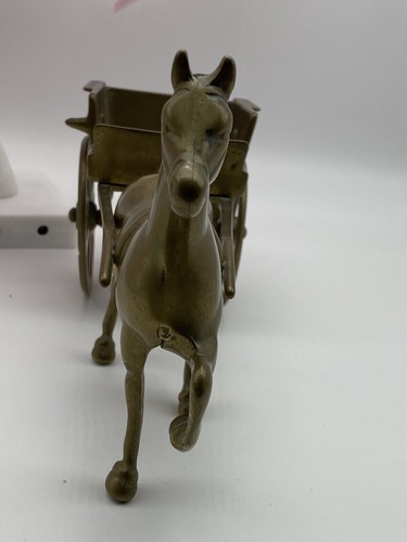 Vintage Retro Solid Brass Horse and Carriage Figure Desk Ornament - Picture 10 of 14
