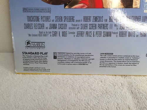 WHO FRAMED ROGER RABBIT (1988) Bob Hoskins LaserDisc - Standard Edition - NM/P - Picture 2 of 7