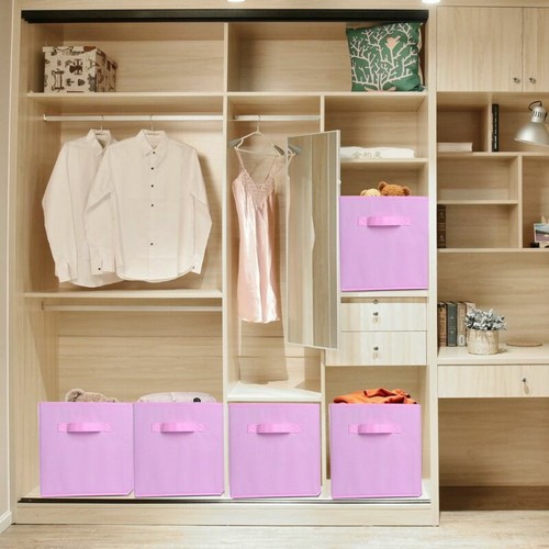 4 x Foldable Fabric Storage Bins Cubby Cubes with Handles Space Organizer Basket - Picture 25 of 41