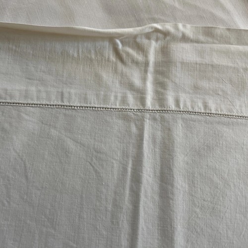 Antique. Piquot Fine Percale Double Bed Flat Sheet Hem Stitched 81"x 99" - Picture 4 of 8