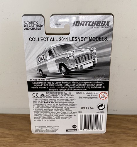 MATCHBOX 2011 LESNEY EDITION ‘65 AUSTIN MINI VAN POLICE BABY BLUE 1:64 RARE - Picture 2 of 5