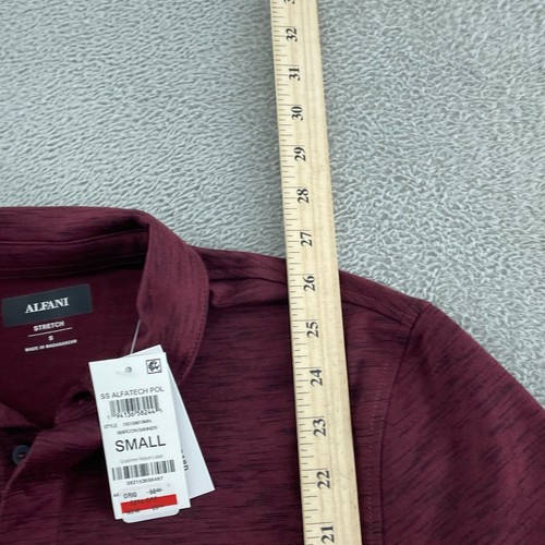 Alfani Mens S Maroon AlfaTech Polo Shirt With Stretch & Easy Care NWT 3037 - Picture 7 of 10