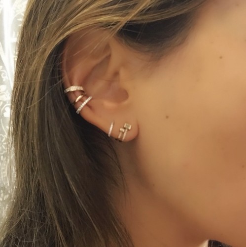 Beautiful Diamond Ear Cuff / Gorgeous Ear Cuff 14k White Gold - Picture 2 of 5