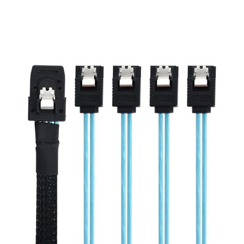 CY Internal Mini SAS SFF-8087Host to 7pin 4 SATA Target Hard Disk 6Gbps Cable - Picture 3 of 8