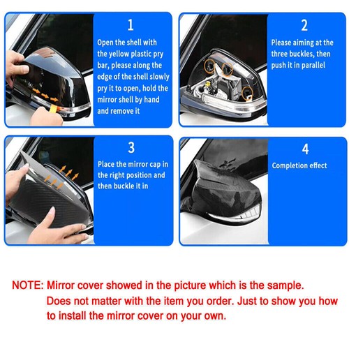 2pcs Carbon Fiber Mirror Cap Cover Replacement Fits BMW E90 E91 E92 E93 PRE-LCI - Picture 10 of 10