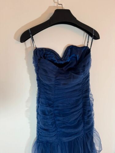 Chi Chi London Bandeau Tulle Bodycon Maxi Dress in Navy Size UK 10 BNWT - Picture 11 of 16