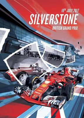 Ferrari F1 Silverstone British Grand Prix 2017 Vintage Racing 22x17in Poster @