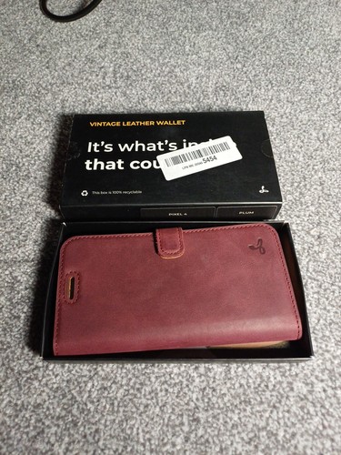 Snakehive Google Pixel 4 Genuine Premium Leather Wallet Case Card Slot Plum - Picture 4 of 4
