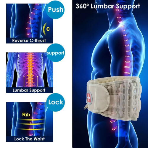 Decompression Back Brace Inflatable Lumbar Support Herniated Disc Pain Relief - Picture 6 of 28