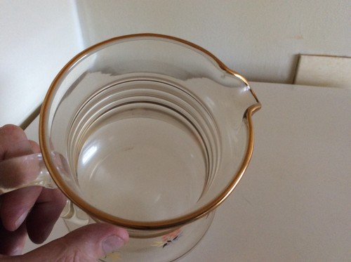 BELLISSIMA BROCCA VINTAGE IN VETRO FLOREALE CON BORDO ORO - FREEPOST UK - Foto 9 di 10
