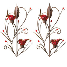 Heart /& Home Set of 3 Candle Holder and 2 Plum and Orange Blossom Cup Candles