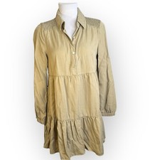 ZARA Olive Green Tiered Mini Dress Size XS