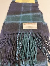 NEW James Pringle Weavers Scarf 100 Lambswool Green Plaid Made In Scotland