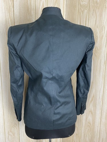 $460 HELMUT LANG WHITE LINE SLUB TWILL DARK GRAY JACKET BLAZER SZ 6 - Picture 3 of 5