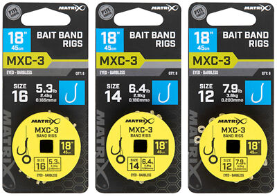 Fox Matrix MXC-3 Barbless Bait Band Rigs 45cm - 8 Friedfischhaken, Einzelhaken