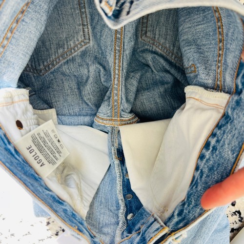 Agolde Vaqueros Rodillas Desgastadas Tobillo Alto Piernas Delgadas, Azul, Talla 25 M50 - Imagen 13 de 13