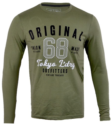 Para Hombres Tokio Lavandería Algodón Rico Mangas Largas Camiseta Informal Prenda para el torso de Verano S-XXL - Imagen 3 de 10