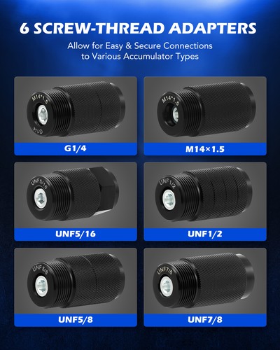 Kit de carga acumulador de nitrógeno hidráulico OMT con 3 medidores Kit de prueba de válvula de gas - Imagen 6 de 7