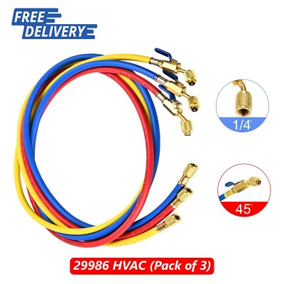 #ad Yellow Jacket 29986 Plus II 1 4quot; Hose Set with Compact Ball Valve 72quot; Pack of 3 $67.95