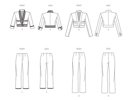 Vogue SEWING PATTERN V1993 Misses' Trousers & Cropped Jackets 6-14 Or 16-24 - Picture 7 of 8