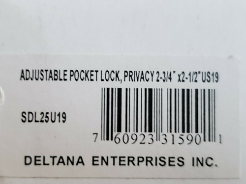 Bloqueo de Bolsillo Deltana SDL25U19, 2-1/2" X 2-3/4" Privacidad Negro Mate, Envío Rápido - Imagen 4 de 6