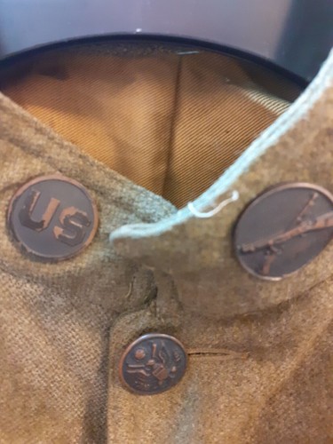WW1 1917 US Army Doughboy Military Quartermaster  Green Wool Button Jacket Tunic - Picture 3 of 11