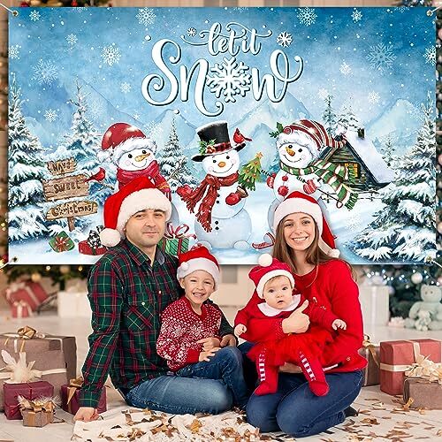 Christmas Backdrop for Photography Rustic Xmas Background Winter Snowman Gifts - Picture 6 of 7