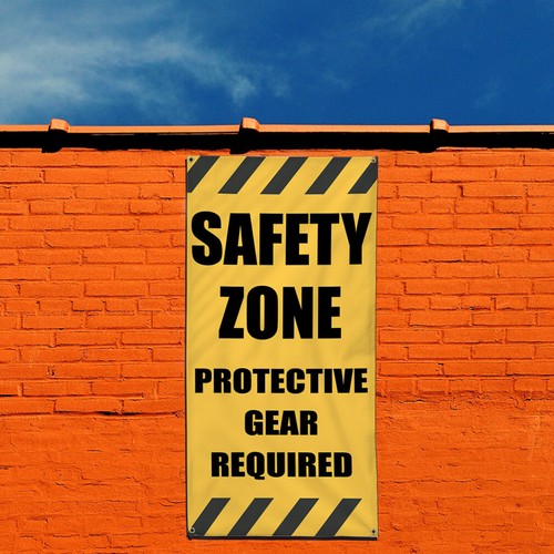 Vertical Vinyl Banner Multiple Sizes Safety Zone Protective Gear Required - Bild 3 von 6