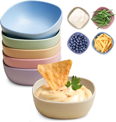 6 Pack Wheat Straw Soy Sauce Dishes, 4.5 OZ Small Dessert Bowls, Unbreakable Dip