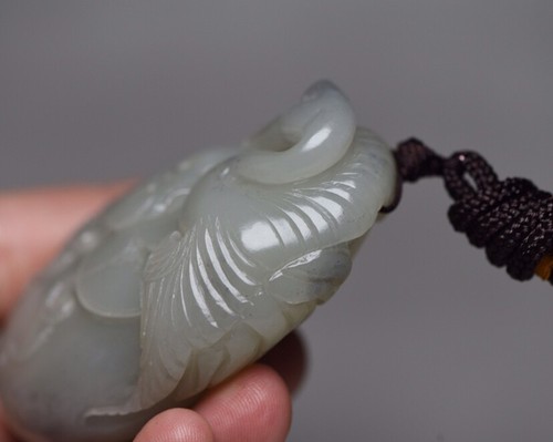 Collection Chinese Antique Hetian Jade Carved Nice Flower Bird Pendant Jewelry - Picture 7 of 17