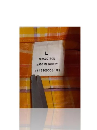 Vtg William Sz L Button Down L/S Shirt, Yellow/Orange Plaid. NS-24 - Picture 7 of 8