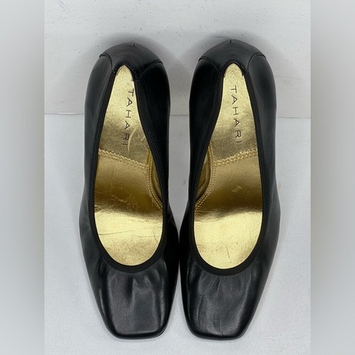 Decolte Tahari Enya in pelle nera punta quadrata bordo elastico contemporanee tg 6 - Foto 3 di 8