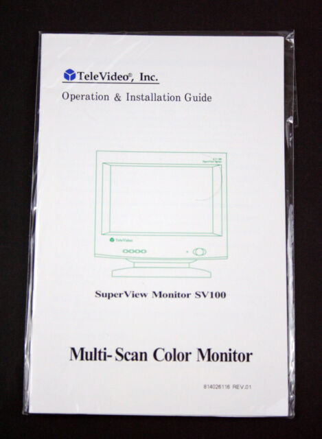 Tele Video SuperView Monitor SV100 Operation and Installation Guide Manual