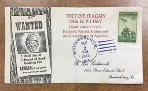 V-J-DAY-WWII-Patriotic-Cover-Southworth-Cachet-Sept-2-1945-Japan