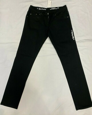 DARKSIDE SKINNY STRETCH UNISEX JEANS SCHWARZ WEISS MACHINE G EMO 