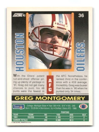 1992 Score Football #1 - #250 - - - Pick A Card - - - Complete a Set - Picture 47 of 281