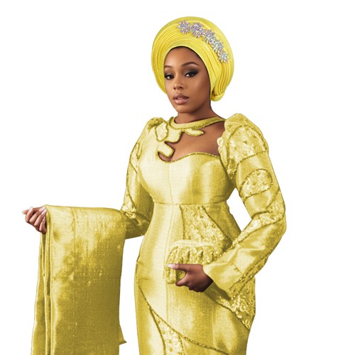 Turbante nigeriano para mujer Aso Oke capó cabeza cubierta boda fiesta africana - Imagen 25 de 39