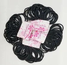 60 Hair Ties BLACK for Thick Hair No Metal Elastic Hair Bands for Women NEW