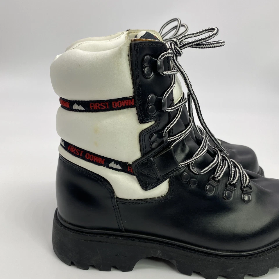 BOTAS DE LUNA DE SENDERISMO SUELA NEGRA/BLANCA PRIMERA PLUMÓN DE CUERO RARAS DE COLECCIÓN PARA HOMBRE 8,5 M Foto 3 de 4