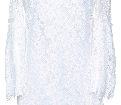 $350 BEAUTIFUL NEW W TAGS PINKO WHITE LACE SHORT DRESS LONG SLEEVE 42 / 6 / M - Picture 4 of 5
