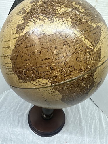 Replogle 12" Diameter Globe World Sienna Series Raised Relief Hardwood Base Vtg - Picture 4 of 10