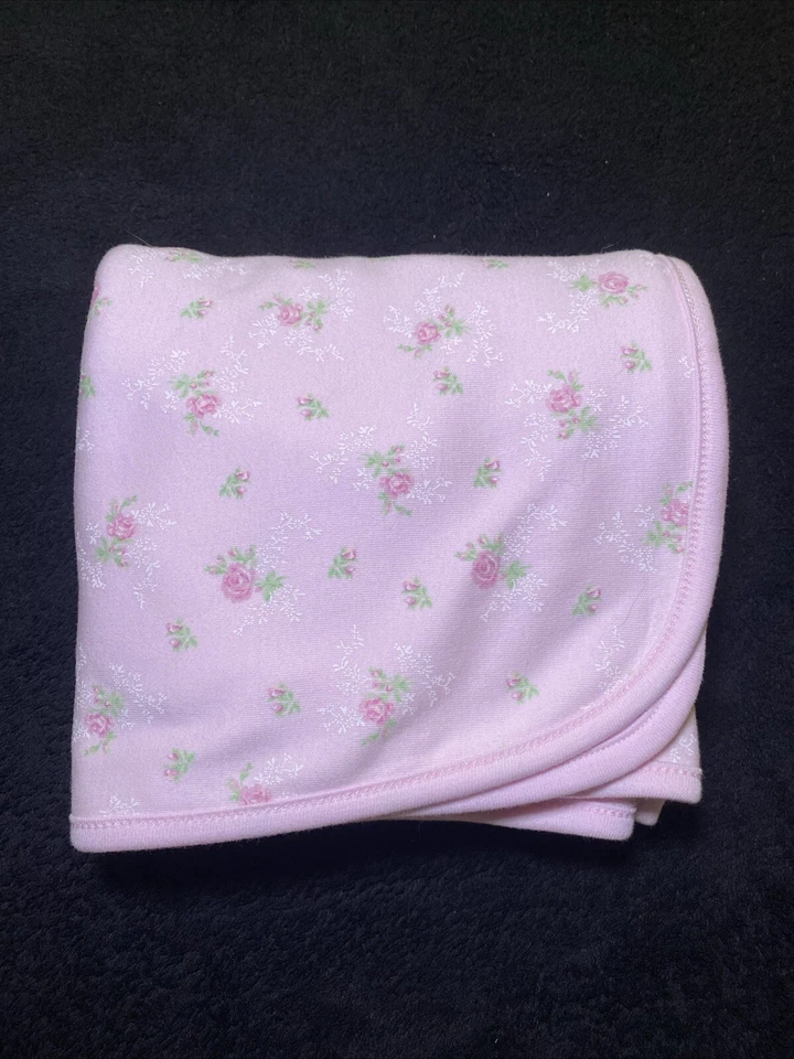 Manta Bebé First Impressions Blanca Rosa Reversible Rosa Floral Flores Lovey Foto 4 de 4