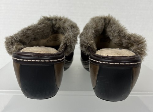 SOFTWALK Lined Brown Suede  Casual Wedge Clogs Faux Fur Womens Size 8.5 Slip ons - Picture 5 of 9