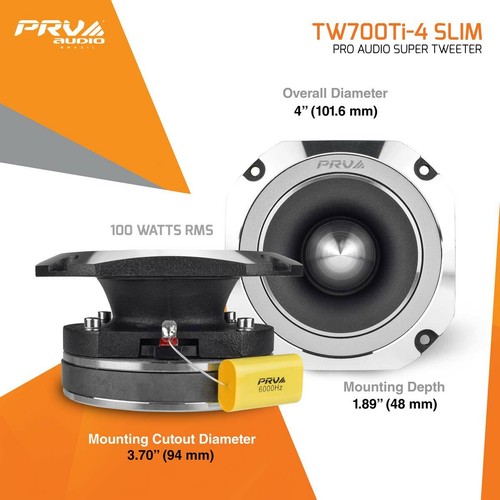 4x PRV TW700Ti-4 SLIM Bullet 4 pulgadas Pro Tweeters poco profundos 4 ohmios Car Audio 200W - Imagen 4 de 7