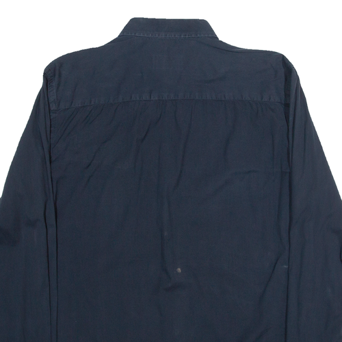 EMPORIO ARMANI Mens Plain Shirt Blue Long Sleeve M - Picture 4 of 6