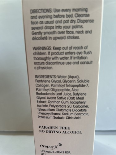 Crepey X Crepey Skin Treatment Serum - Neck Decollete  face 1.7 oz New In Box - Picture 6 of 12