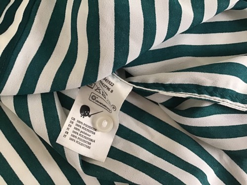 MONKI WOMENS BLUE-GREEN & WHITE STRIPED SHIRT BLOUSE SMALL #679 - Picture 15 of 15